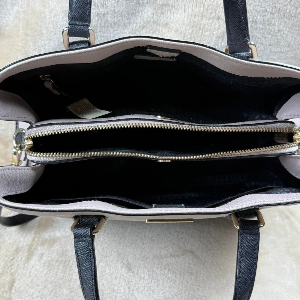 Kate Spade New York Laurel Way Evangelie Satchel Bag Taupe Black Leather